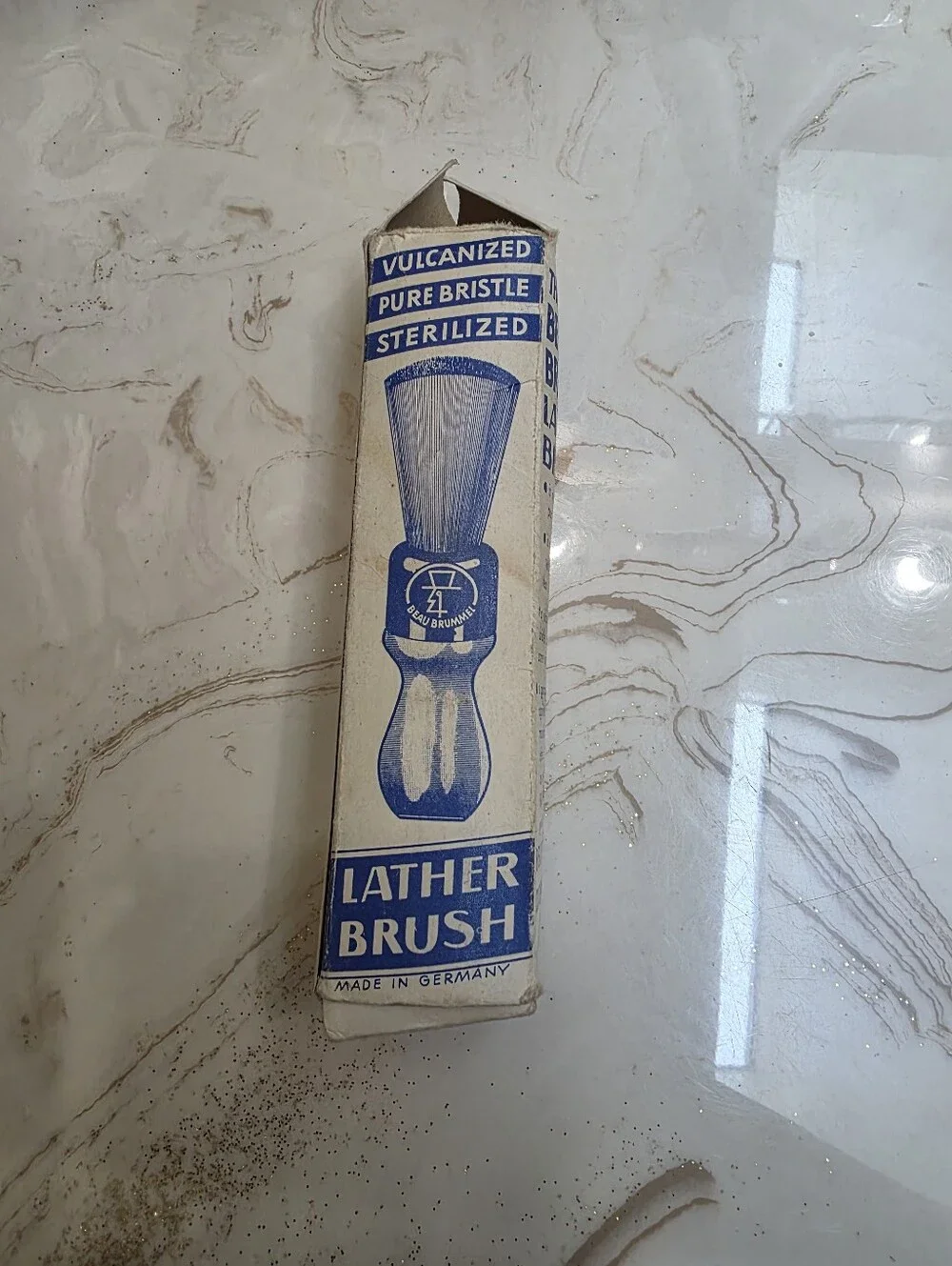 Lather Brush - Blue/White Vintage-Style Shaving Brush
